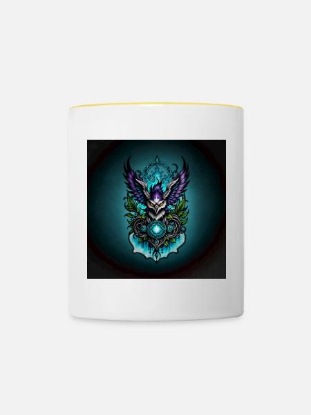 Eule mit magischen Elementen. - Tasse zweifarbig - Weiß/Gelb