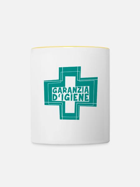 Hygiene Symbol Apotheke sauber putzen Putzteufel - Tasse zweifarbig - Weiß/Gelb