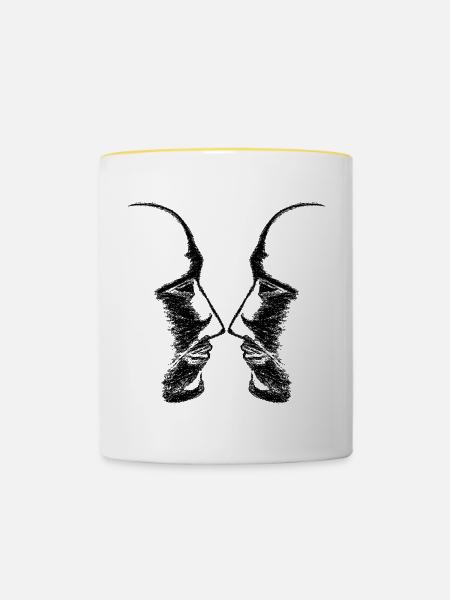 Köpfe - Tasse zweifarbig - Weiß/Gelb