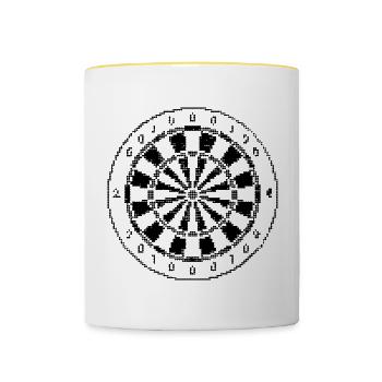 Jeu de fléchettes Pixel Graphique - Mug contrasté - blanc/jaune - Devant