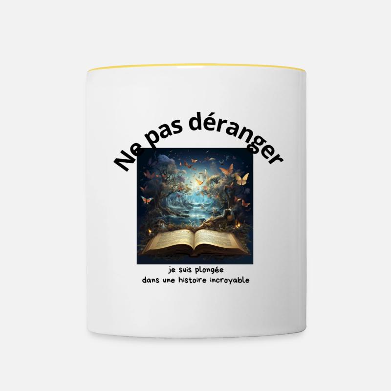 Ne pas déranger lecture - Mug contrasté - blanc/jaune