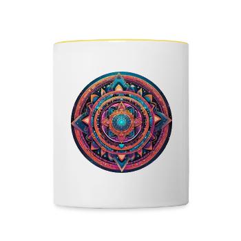 Mandala - Tasse zweifarbig - Weiß/Gelb - Vorne