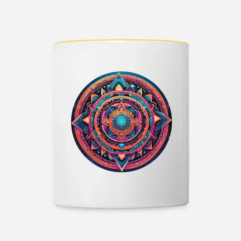 mandala - Mug contrasté - blanc/jaune