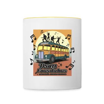FOUS DU BUS - Mug contrasté - blanc/jaune - Devant