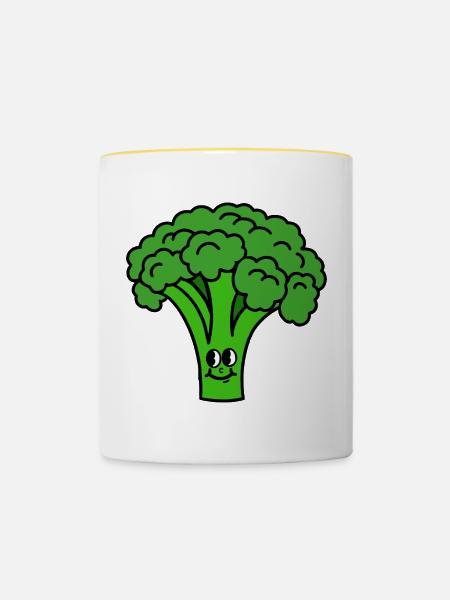 Brokkoli - Tasse zweifarbig - Weiß/Gelb
