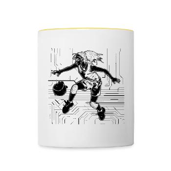 Basketteuse - Mug contrasté - blanc/jaune - Devant