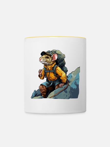 Ratten Bergsteiger / Wandern Ratte - Tasse zweifarbig - Weiß/Gelb