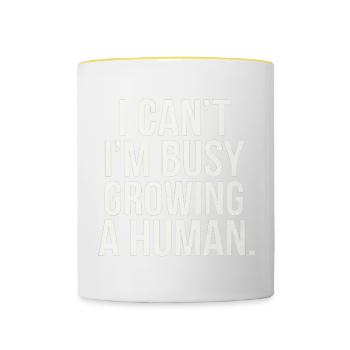 I Can't I'm Busy Growing A Human 9 - Tasse zweifarbig - Weiß/Gelb - Vorne