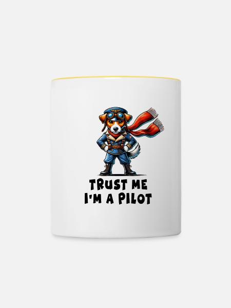 Jack Russell Terrier Pilot - Tasse zweifarbig - Weiß/Gelb