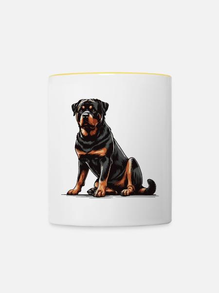 Rottweiler - Tasse zweifarbig - Weiß/Gelb
