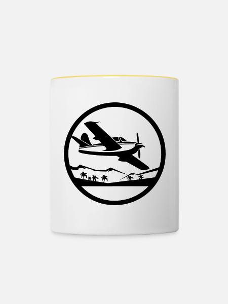Luftfahrzeug Grafik - Tasse zweifarbig - Weiß/Gelb