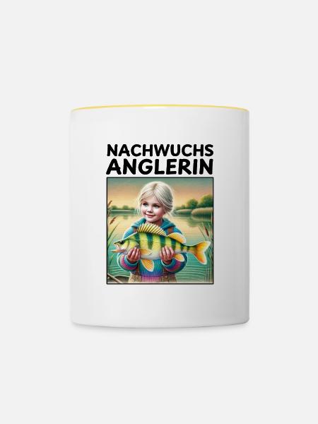 Nachwuchs Anglerin - Tasse zweifarbig - Weiß/Gelb
