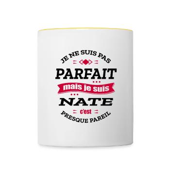 NATE PARFAIT - PRENOM NATE - Mug contrasté - blanc/jaune - Devant