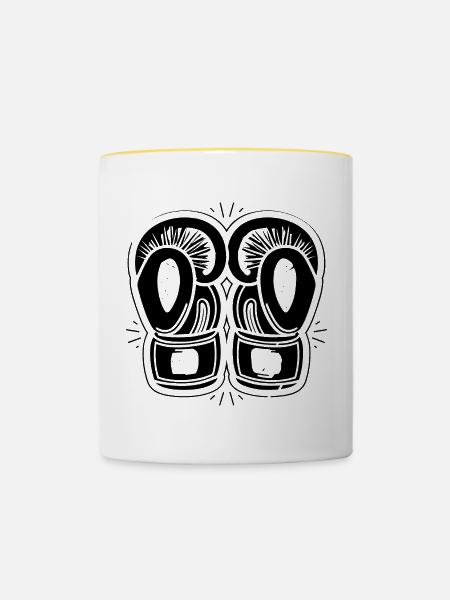 Boxhandschuhe Zeichnung - Tasse zweifarbig - Weiß/Gelb
