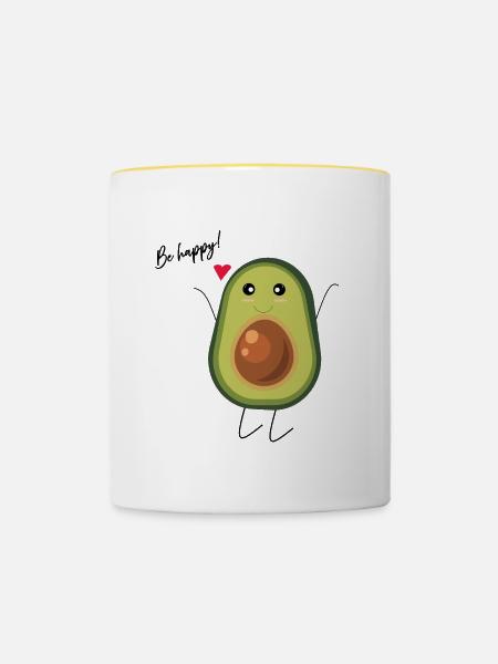 Happy Avocado - Tasse zweifarbig - Weiß/Gelb
