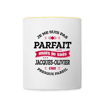 JACQUES-OLIVIER PARFAIT - PRENOM JACQUES-OLIVIER - Mug contrasté - blanc/jaune - Devant