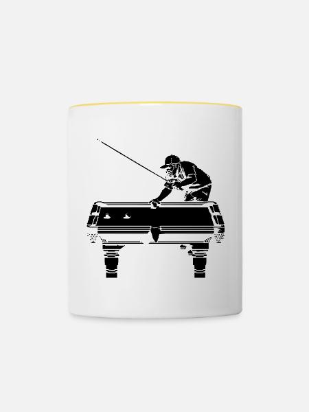 Billardspieler Pixel - Tasse zweifarbig - Weiß/Gelb