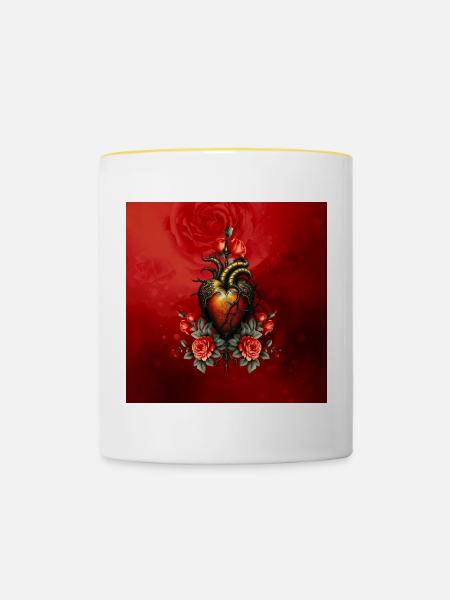 Die gotische Eleganz des Herzens, - Tasse zweifarbig - Weiß/Gelb