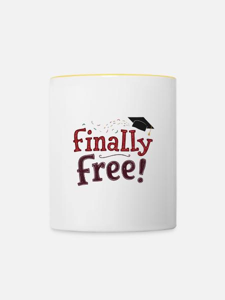 Finally Free! - Tasse zweifarbig - Weiß/Gelb