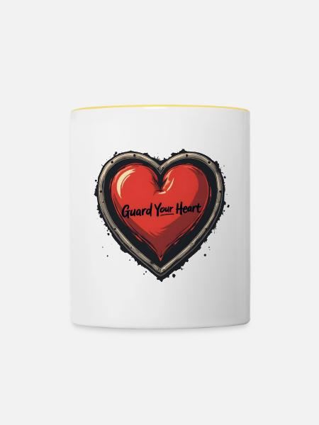 Guard Your Heart - Tasse zweifarbig - Weiß/Gelb