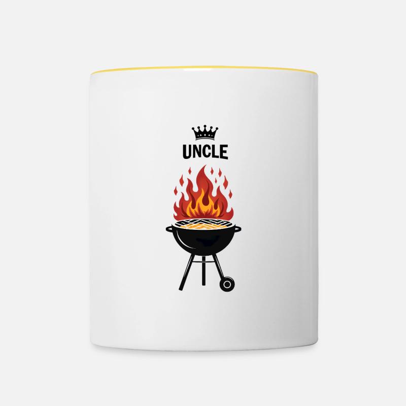 Grillmeister – Oncle - Mug contrasté - blanc/jaune