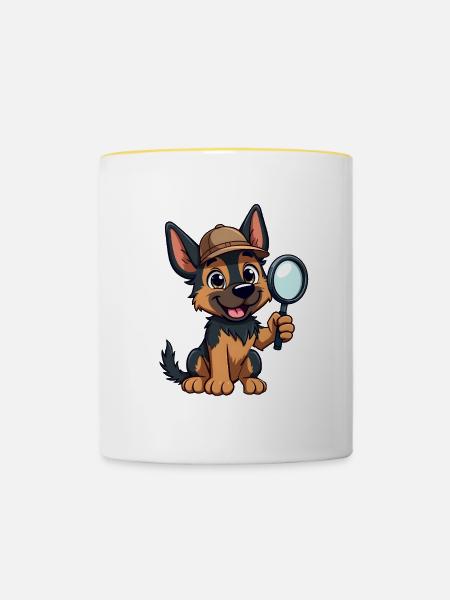 Deutscher Schäferhund Offizier - Tasse zweifarbig - Weiß/Gelb