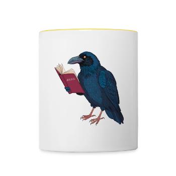 Mysterious Raven - Contrasting Mug - white/yellow - Front