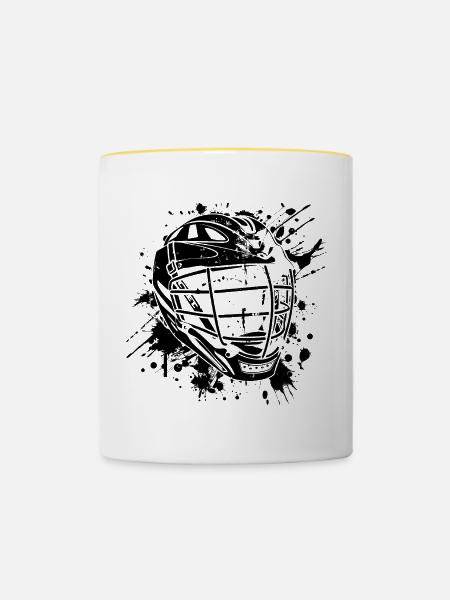 Lacrosse Helm - Tasse zweifarbig - Weiß/Gelb