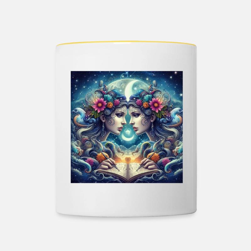 GÉMEAUX -\ Zodiaque - Mug contrasté - blanc/jaune