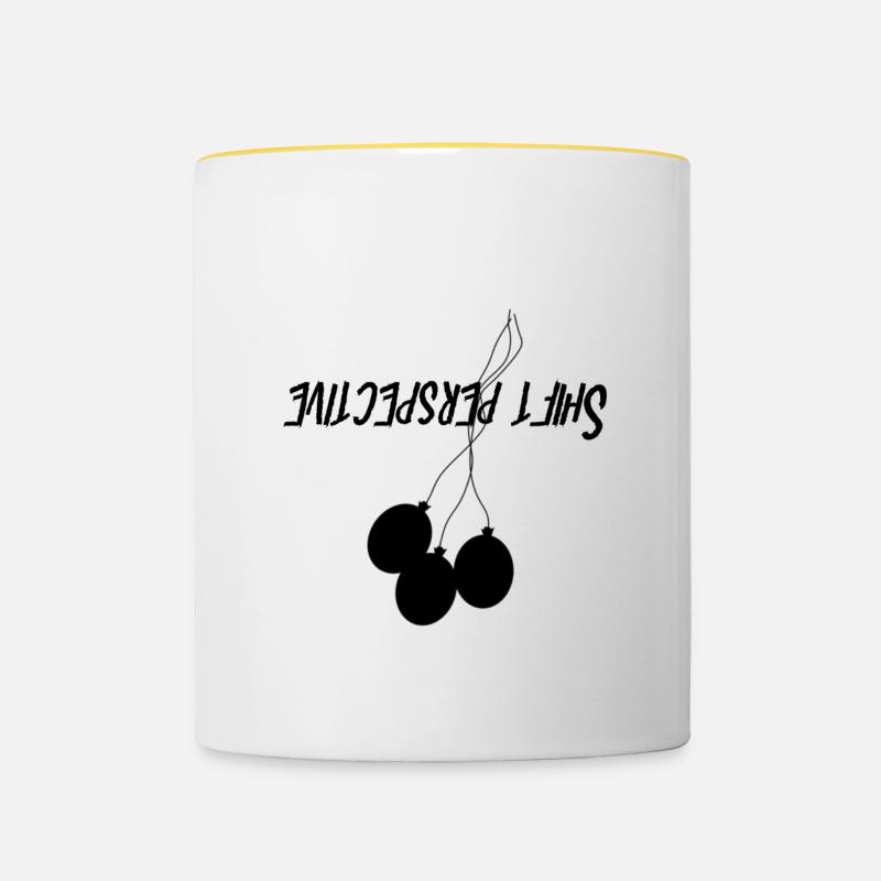 Perspektive wechseln - Tasse zweifarbig - Weiß/Gelb