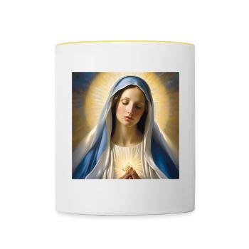 Marie, catholique, sainte Marie, chrétien - Mug contrasté - blanc/jaune - Devant