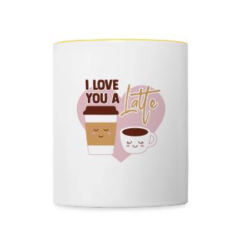 Valentine I Love You A Latte - Tasse zweifarbig - Weiß/Gelb - Vorne