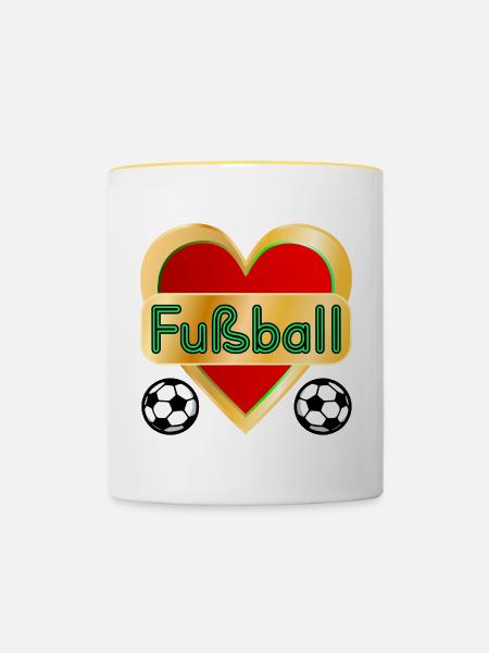 HERZ FUßBALL - Tasse zweifarbig - Weiß/Gelb
