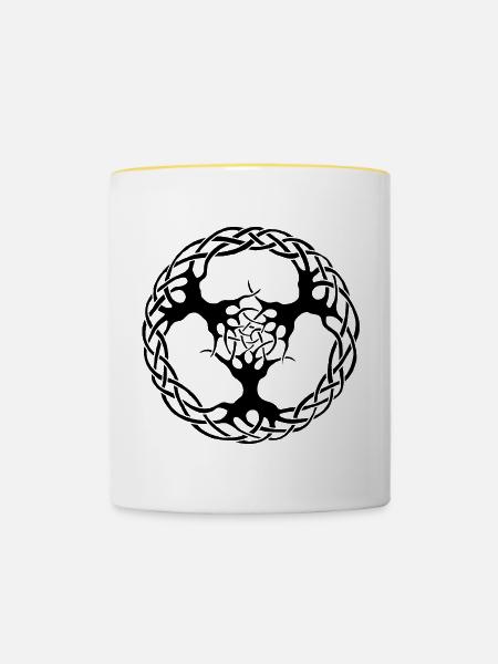 Links zur Natur (schwarz) - Tasse zweifarbig - Weiß/Gelb