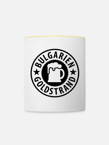 Bulgarien Goldstrand Bier - Tasse zweifarbig - Weiß/Gelb