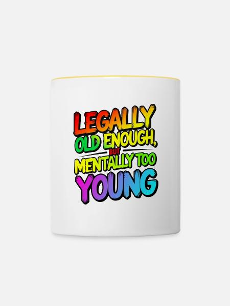 Legally old enough - Tasse zweifarbig - Weiß/Gelb