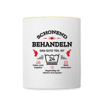 SCHONEND BEHANDELN 24. GEBURTSTAG - Tasse zweifarbig - Weiß/Gelb - Vorne