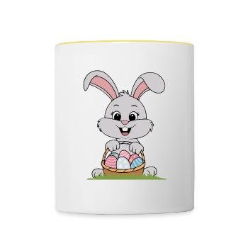 Cute Easter Rabbit - Contrasting Mug - white/yellow - Front