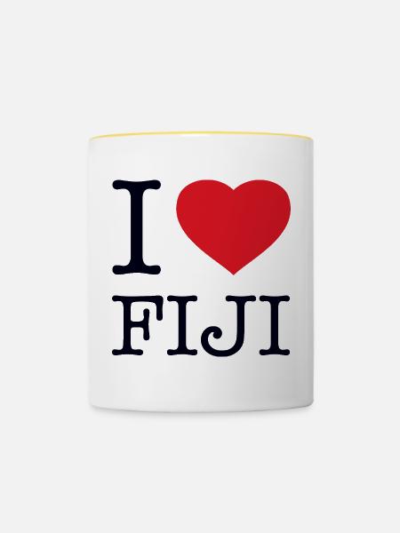 I LOVE FIJI - Tasse zweifarbig - Weiß/Gelb