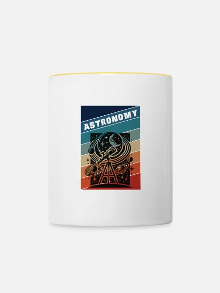 Astronomie Retro Style - Tasse zweifarbig - Weiß/Gelb