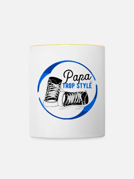 Papa zu stylisch - Tasse zweifarbig - Weiß/Gelb