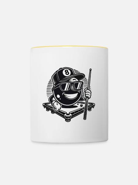 Billard 8-Ball Cool - Tasse zweifarbig - Weiß/Gelb