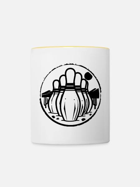 Bowling Symbol - Tasse zweifarbig - Weiß/Gelb