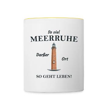 Darßer Ort, côte de la mer Baltique, Fischland- Darß- Zingst - Mug contrasté - blanc/jaune - Devant