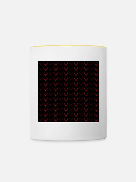 Geweih Muster rot - Tasse zweifarbig - Weiß/Gelb