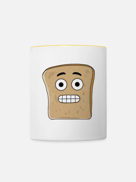 Angespanntes Brot - Tasse zweifarbig - Weiß/Gelb