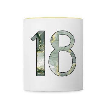 18e anniversaire Dix-huit ans - Mug contrasté - blanc/jaune - Devant