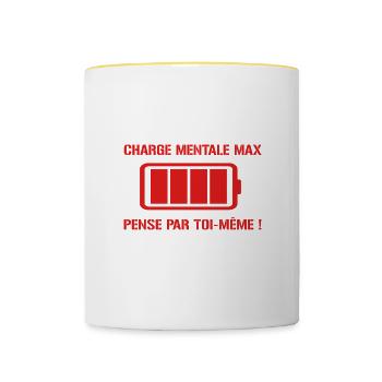 CHARGE MENTALE MAX, PENSE PAR TOI-MÊME! - Mug contrasté - blanc/jaune - Devant