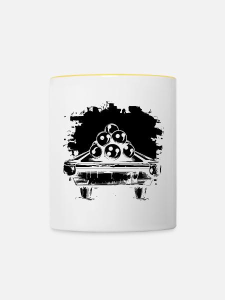 Billard Comic Look - Tasse zweifarbig - Weiß/Gelb