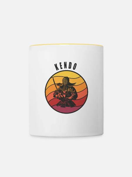 Retro Kendo Samurai Style - Tasse zweifarbig - Weiß/Gelb
